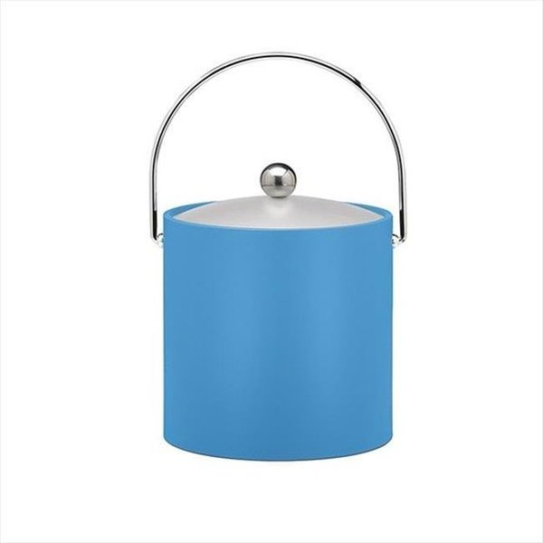 Sharptools B.C. Process Blue 3 Quart Ice Bucket- Chrome Bale Handle- Chrome Flat Knob- Frosted Vinyl Lid SH650980